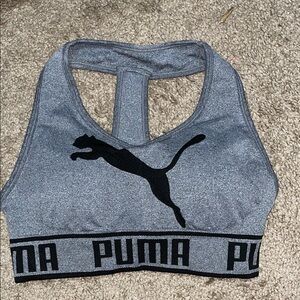 Puma Heather Gray Sports Bra with Black Logo